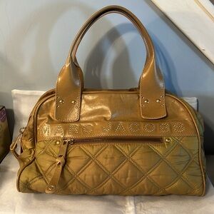 Marc Jacobs Gold Quilted Satchel Shoulder Handbag Tote Bag